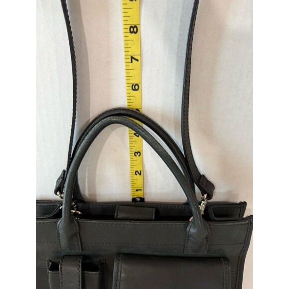 Vintage Fossil Satchel Purse Genuine Leather Black Snap Closure 75082 Handcrafte - Picture 6 of 16